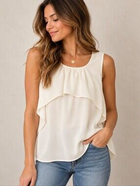 REVOLVE x Halston Heritage (345$) | Sleeveless Ruffle Drape Top, Ptp 19"